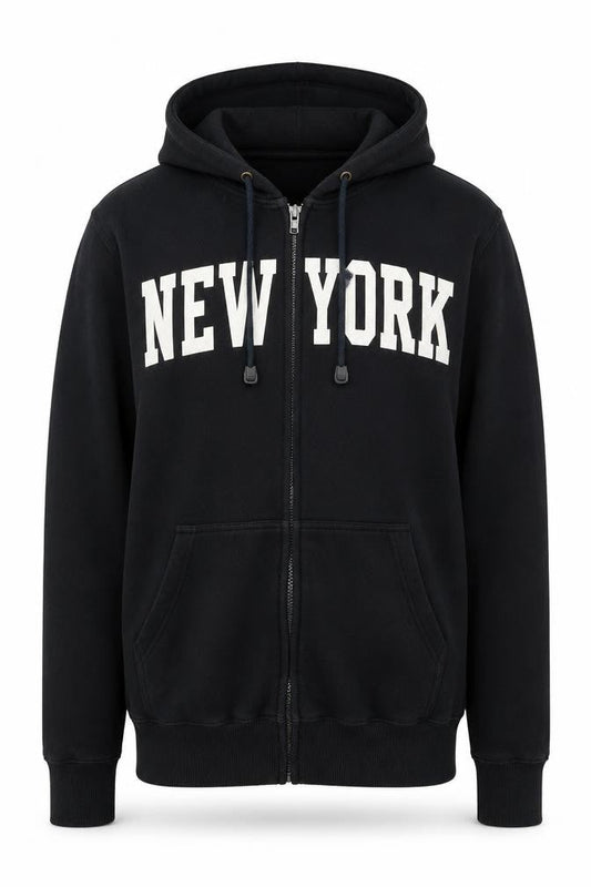 CH Apparel Men's Black Full Zip New York Hoodie Size S