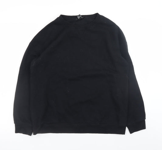 Forever 21 Mens Black Crew Neck Pullover Sweatshirt Size S