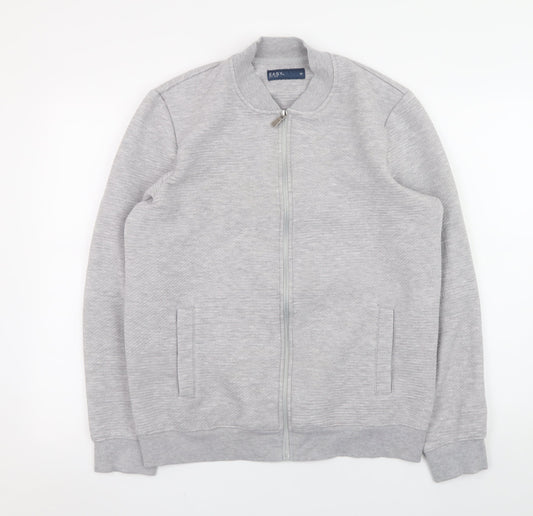 EASY Men’s Grey Bomber Jacket M Regular Fit Full Zip Lightweight Casual