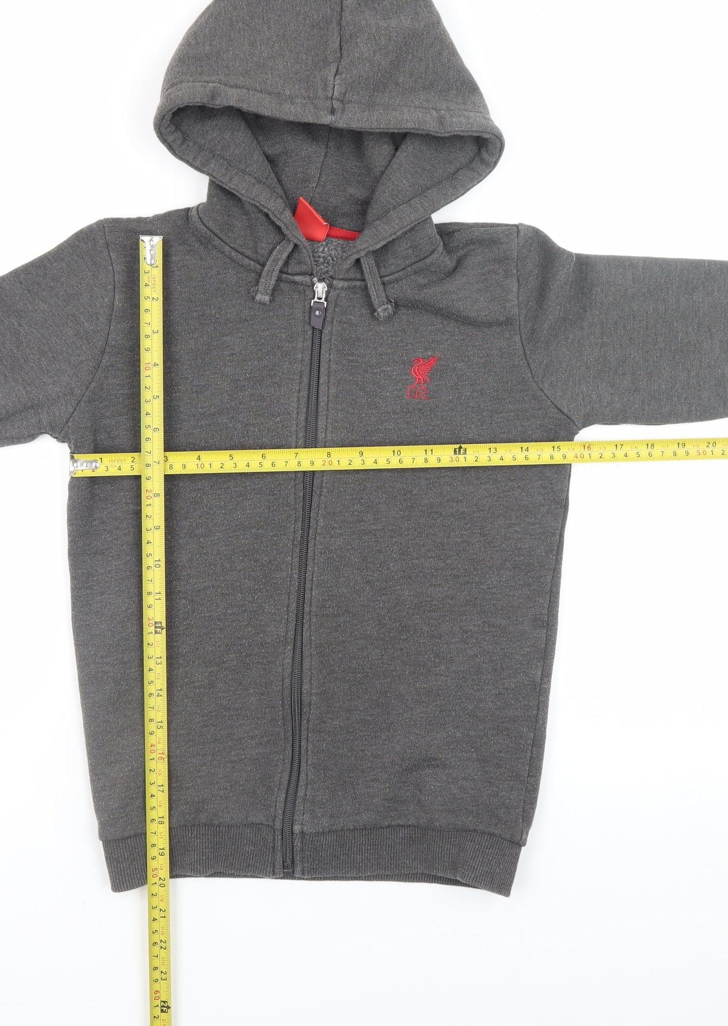 LFC Boys Grey Full Zip Hoodie 9-10 Years Cotton Blend Hooded Sweatshirt