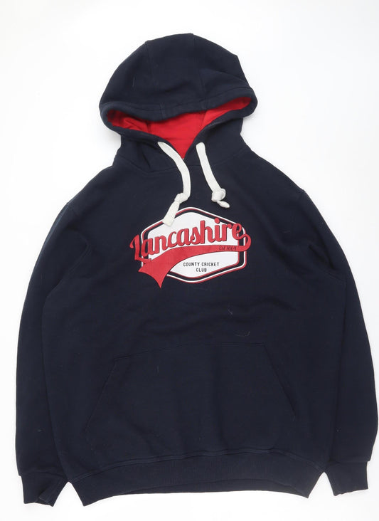 Kukri Mens Blue Lancashire County Cricket Club Pullover Hoodie Large