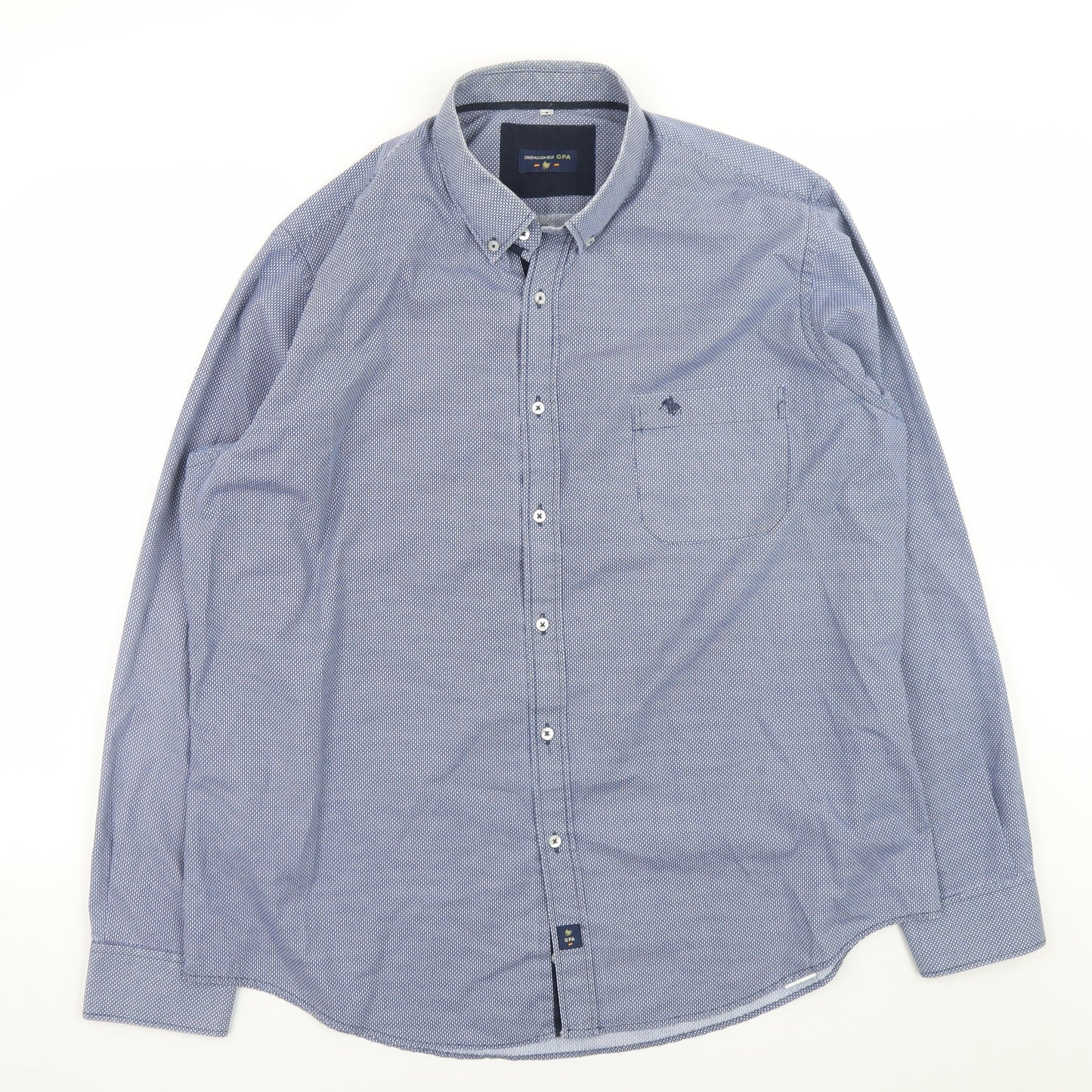 Creaciones GPA Men’s Blue Geometric Button-Down Long Sleeve Shirt Size L