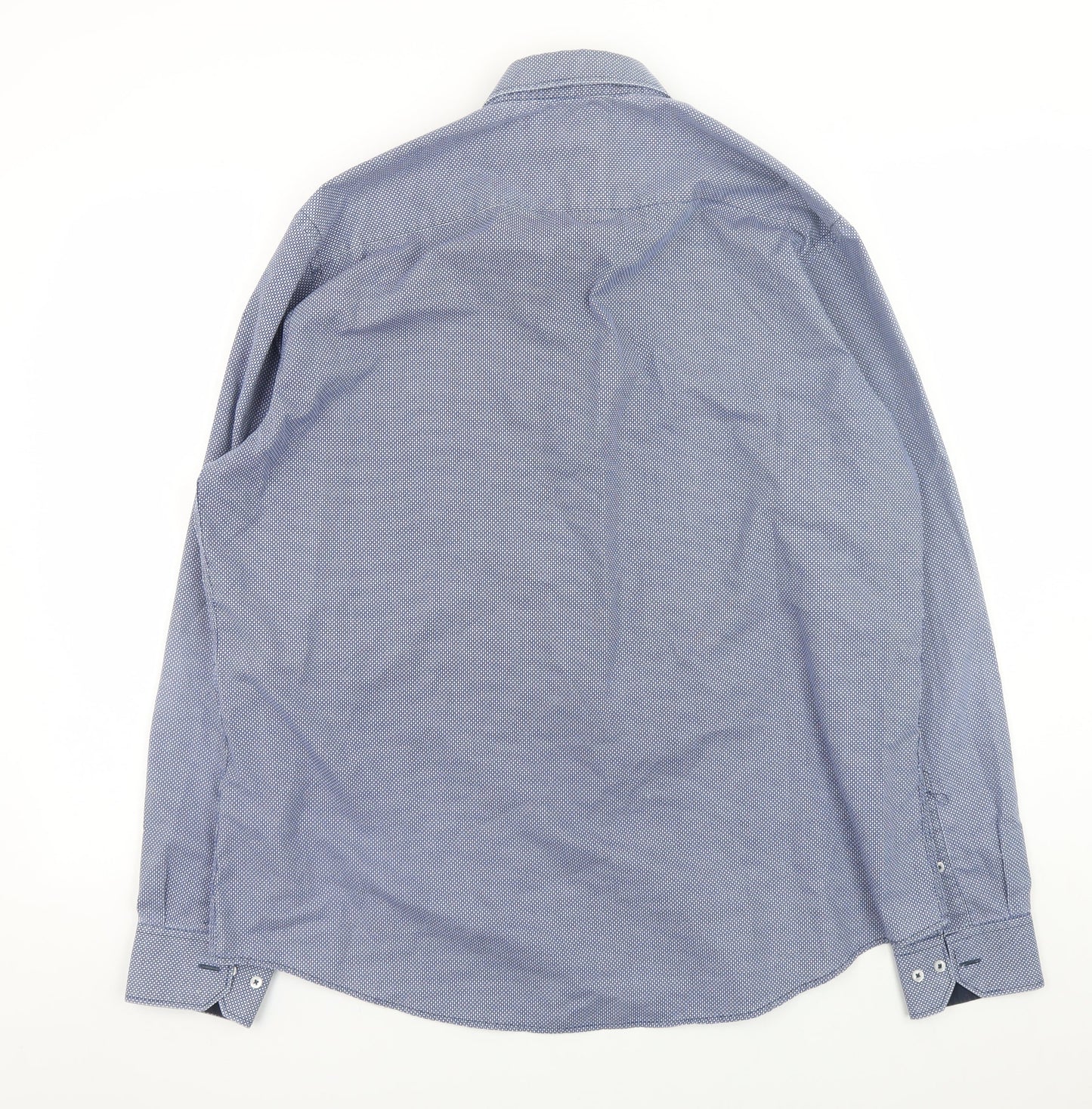 Creaciones GPA Men’s Blue Geometric Button-Down Long Sleeve Shirt Size L