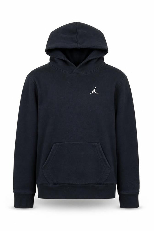 Front view of Jordan boys’ black pullover hoodie 12-13 years fleece hooded sweatshirt