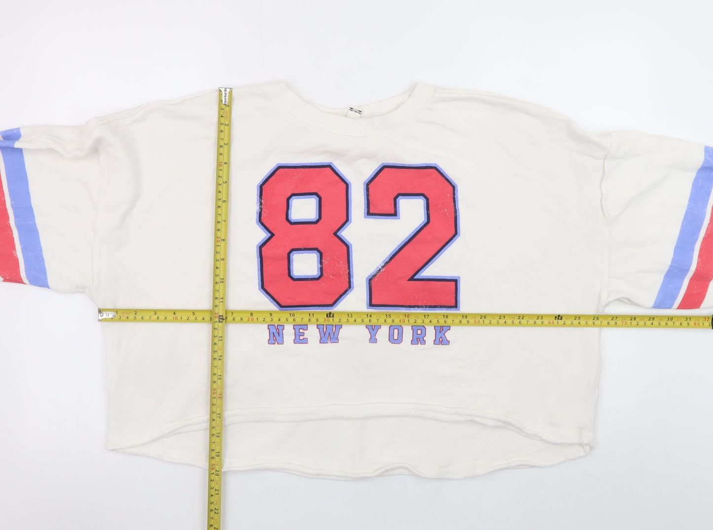 River Island Women's White Relaxed Fit New York 82 Sweatshirt Size M