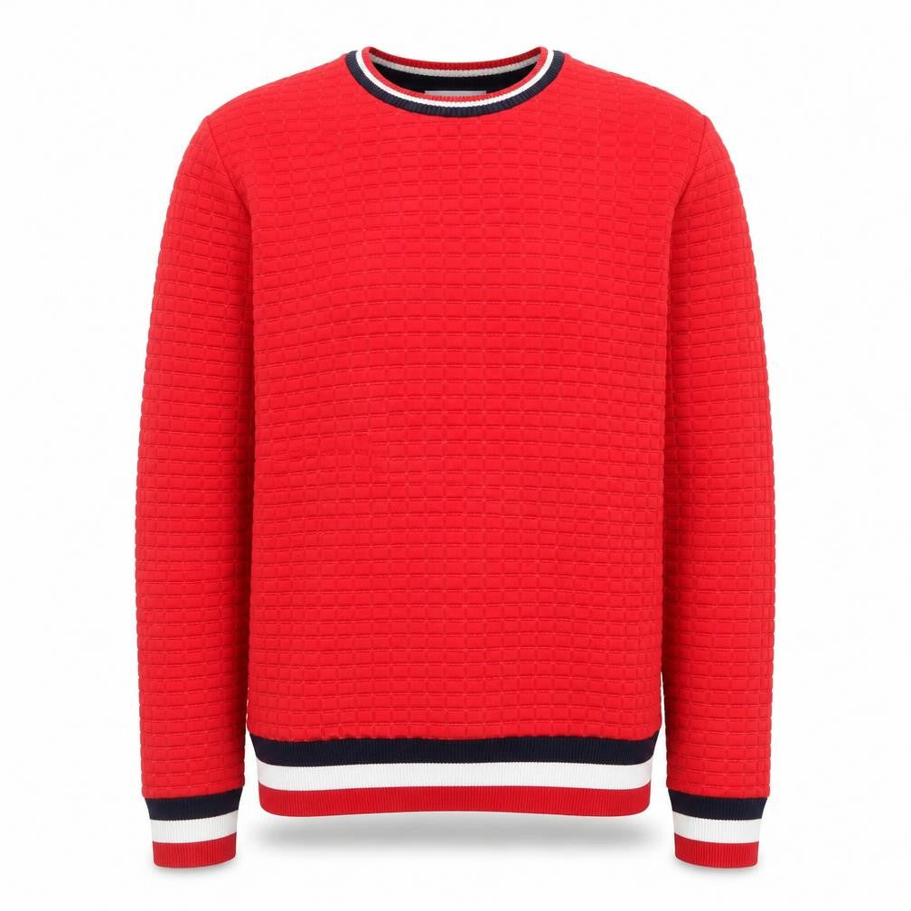 Savida Red Crew Neck Knit Pullover Sweatshirt Medium