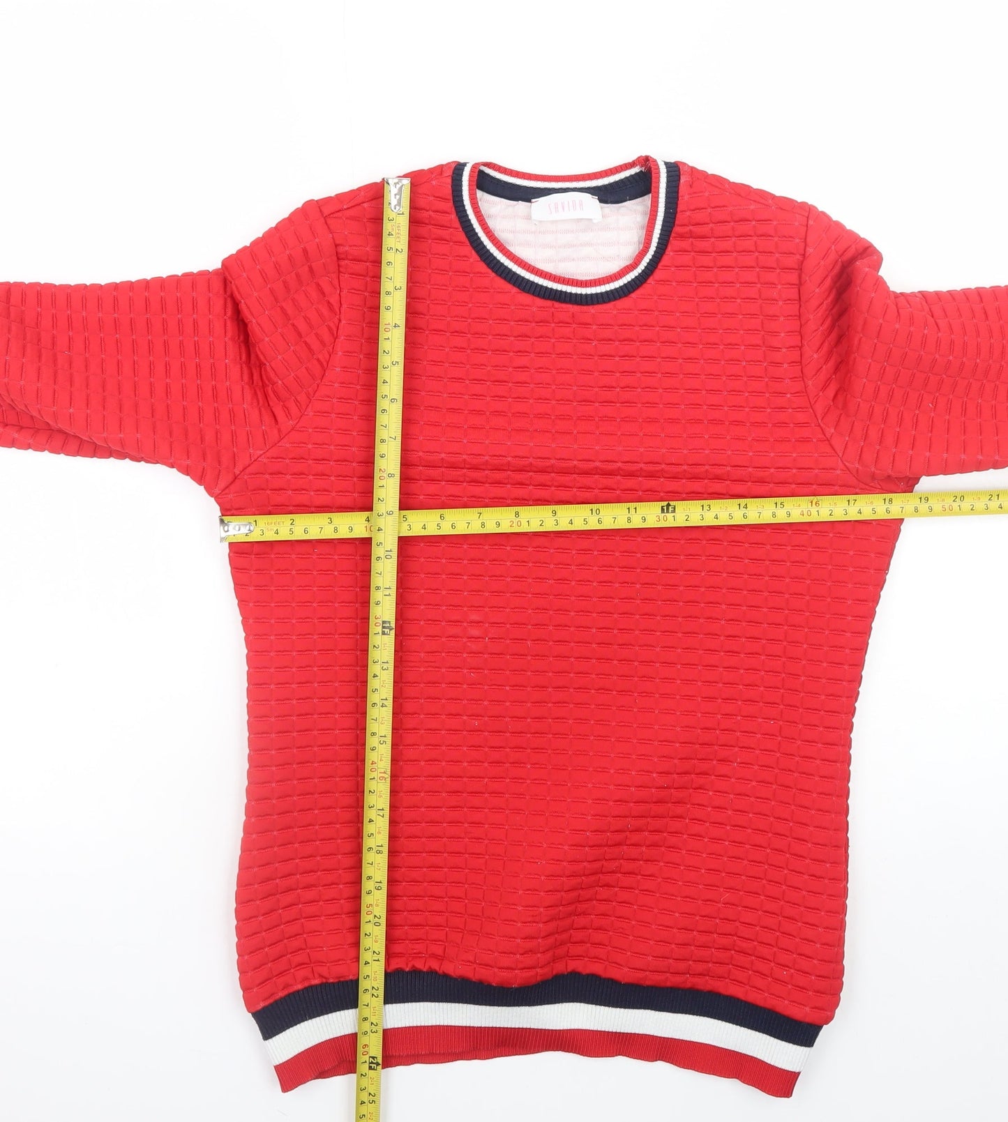 Savida Red Crew Neck Knit Pullover Sweatshirt Medium