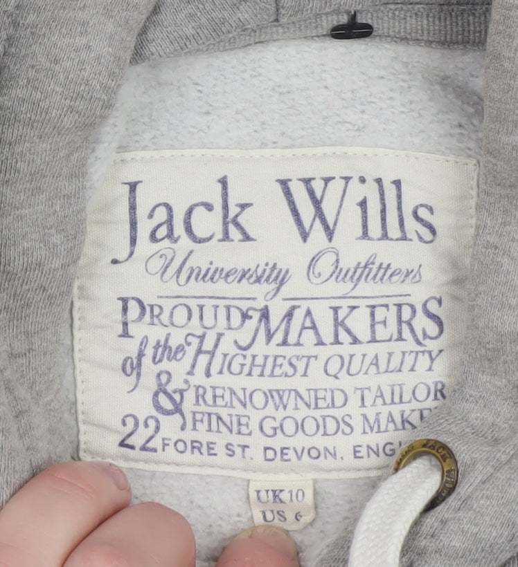 Jack Wills Womens Grey Pullover Hoodie UK 10 Physical Training Logo