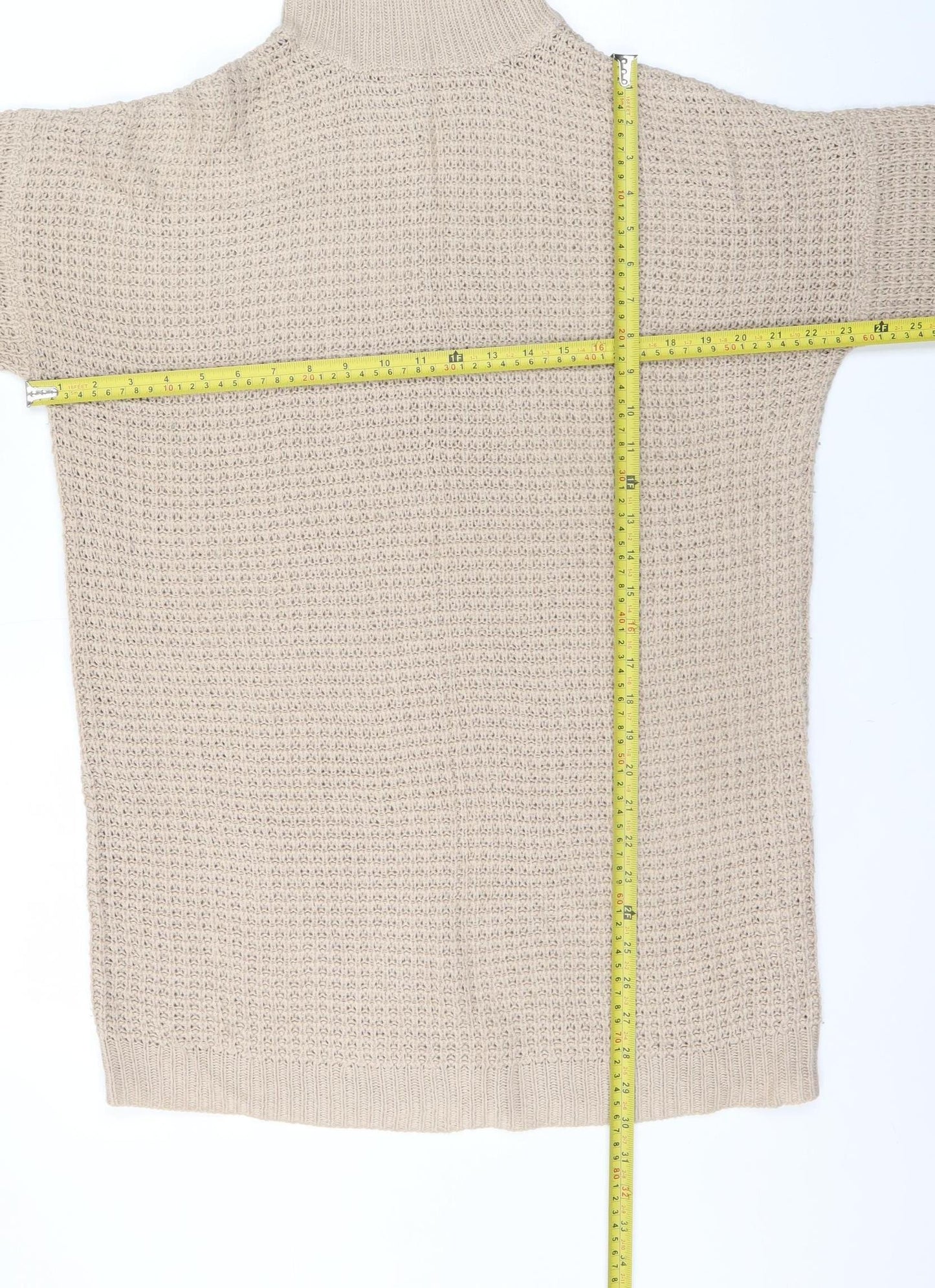 Missguided Women’s Beige Roll Neck Chunky Knit Jumper Size 10/12