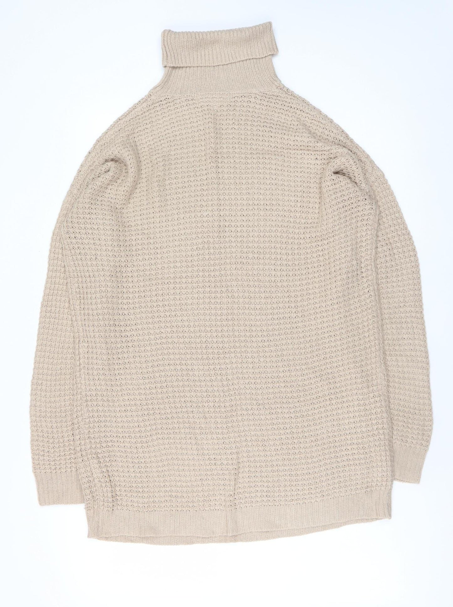Missguided Women’s Beige Roll Neck Chunky Knit Jumper Size 10/12