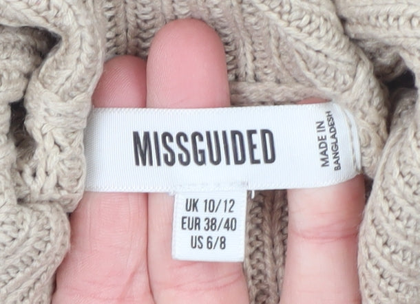 Missguided Women’s Beige Roll Neck Chunky Knit Jumper Size 10/12