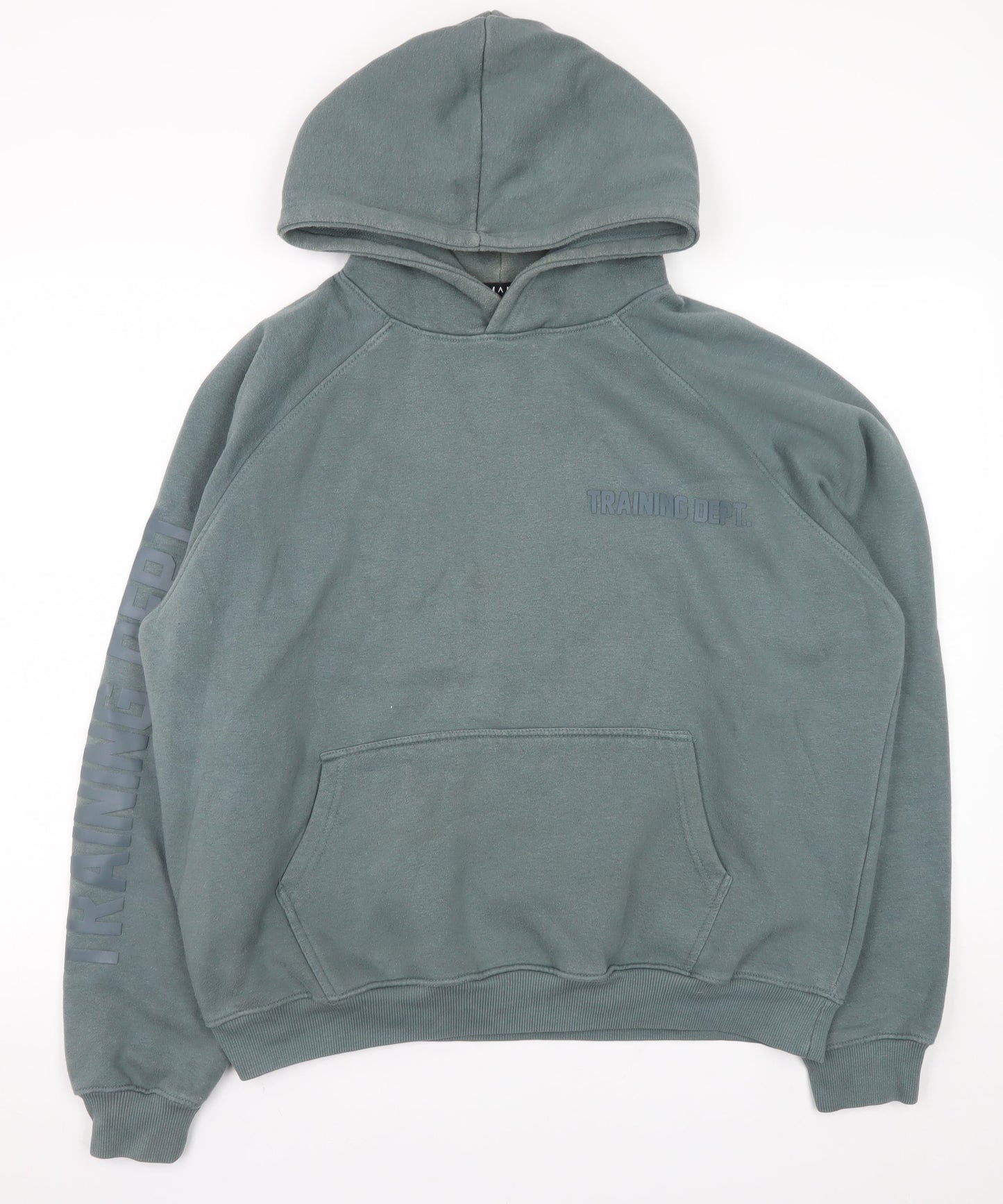 boohooMAN Men's Green Training Dept Pullover Hoodie Size M