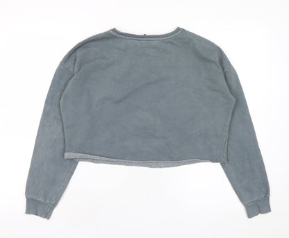 Close-up detail of Harry Potter girls’ grey pullover sweatshirt 12-13 years hogwarts graphic print