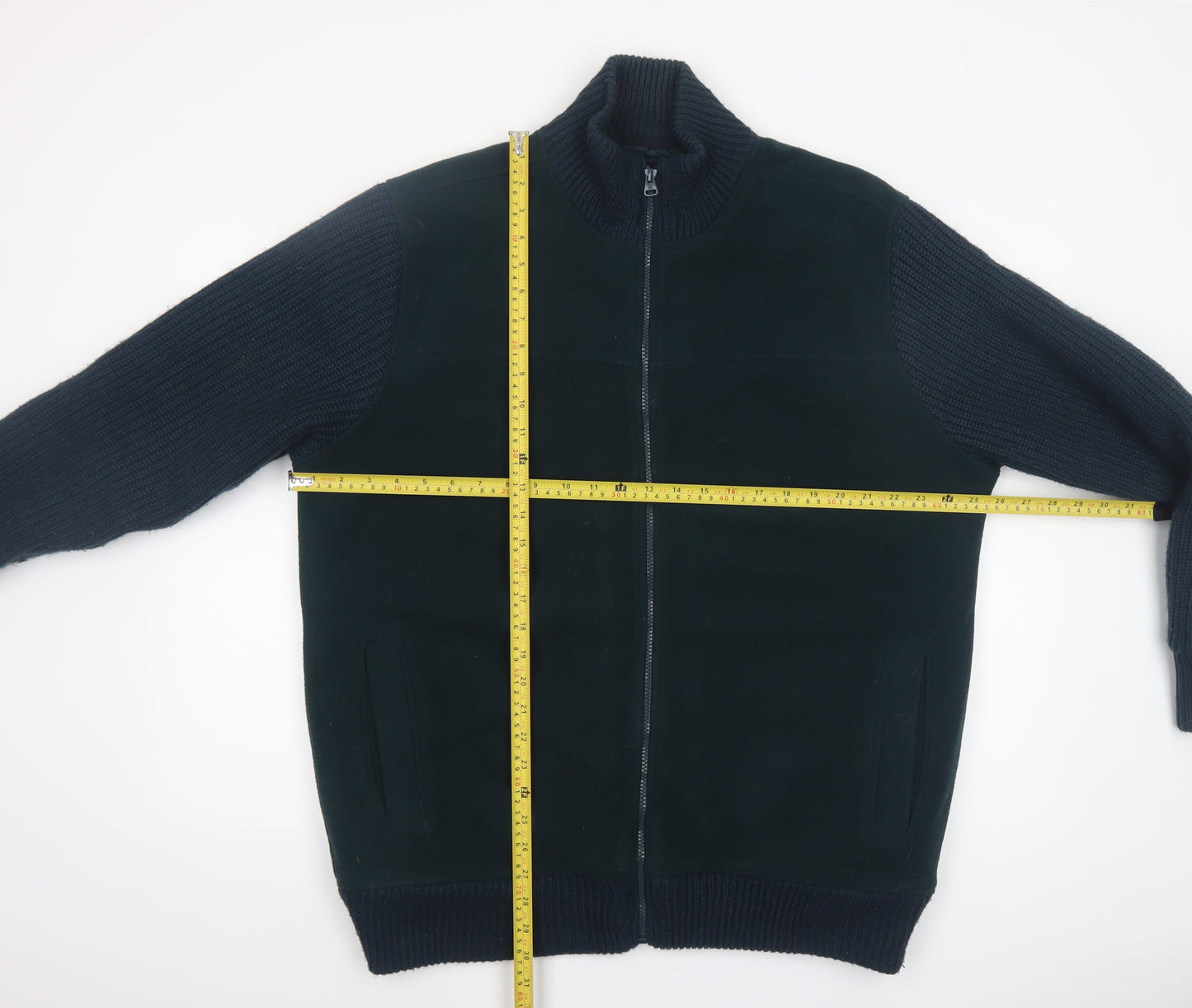James Pringle Men’s Blue L Bomber Jacket Full Zip Knit Sleeves