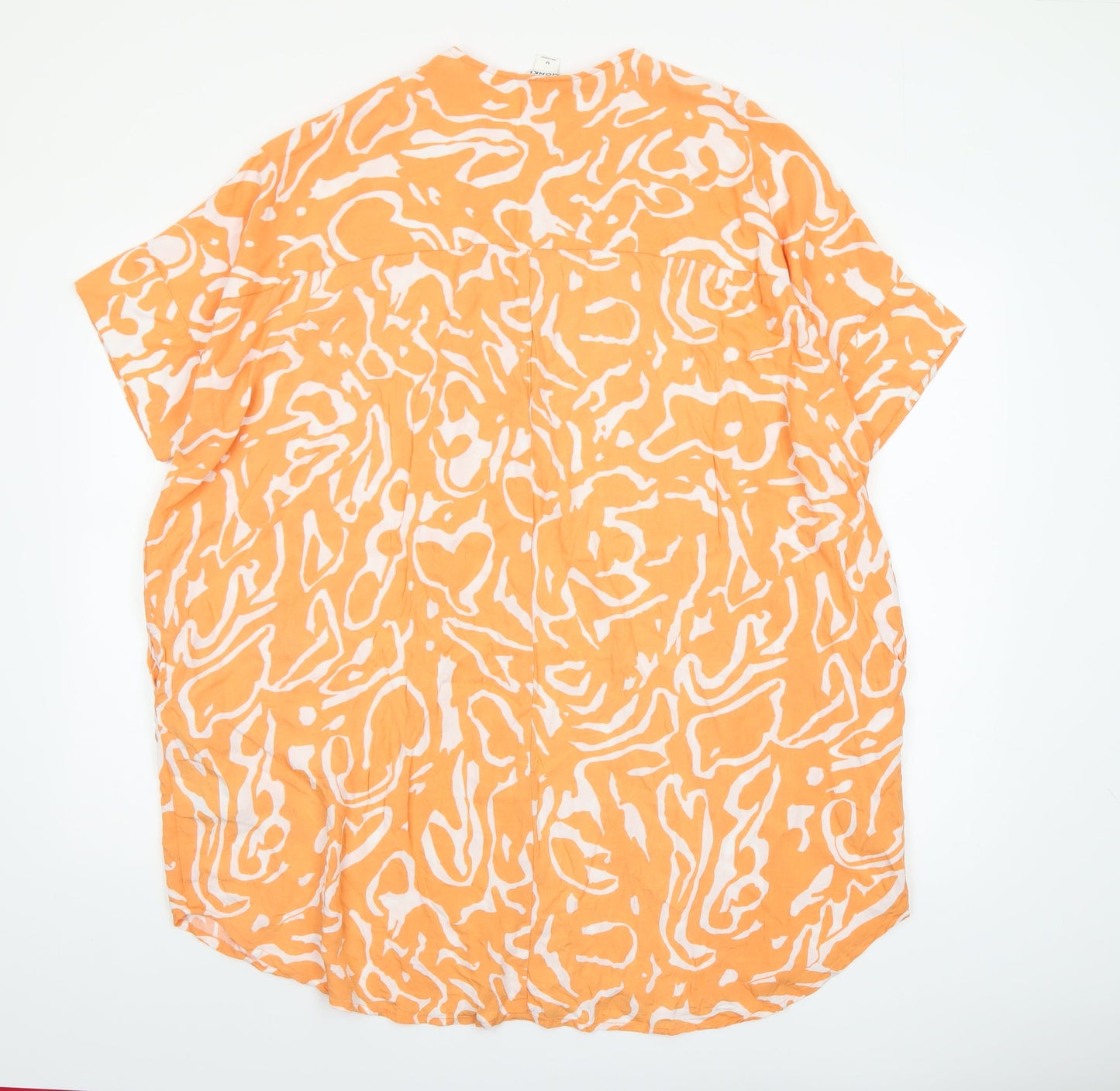 Monki Women's Orange Abstract Viscose Tunic Blouse Size M