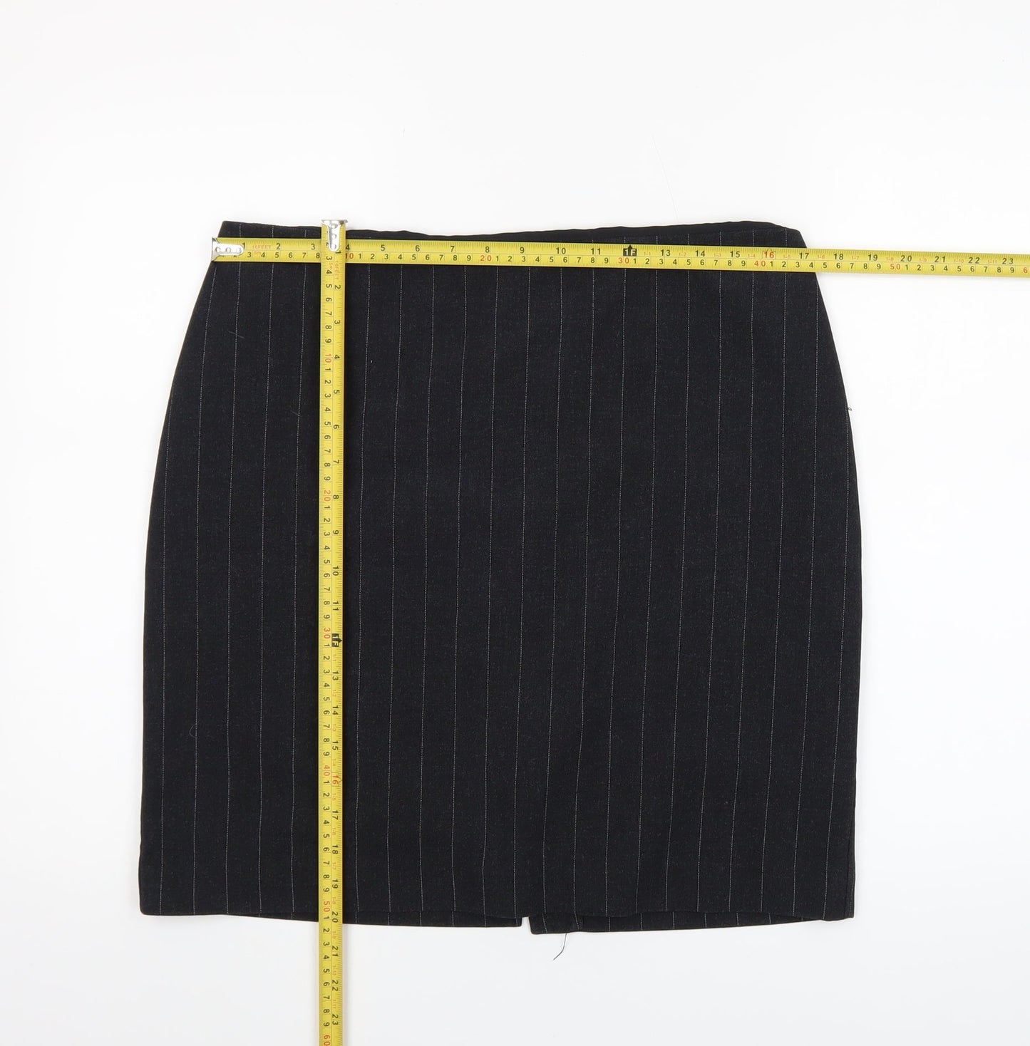 Kenneth Cole Women Black Pinstripe Pencil Skirt Size 14