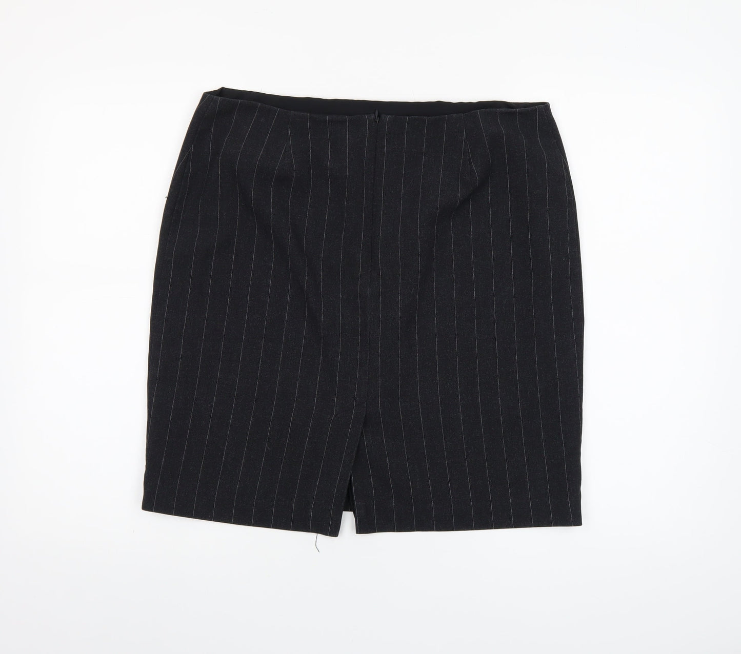 Kenneth Cole Women Black Pinstripe Pencil Skirt Size 14