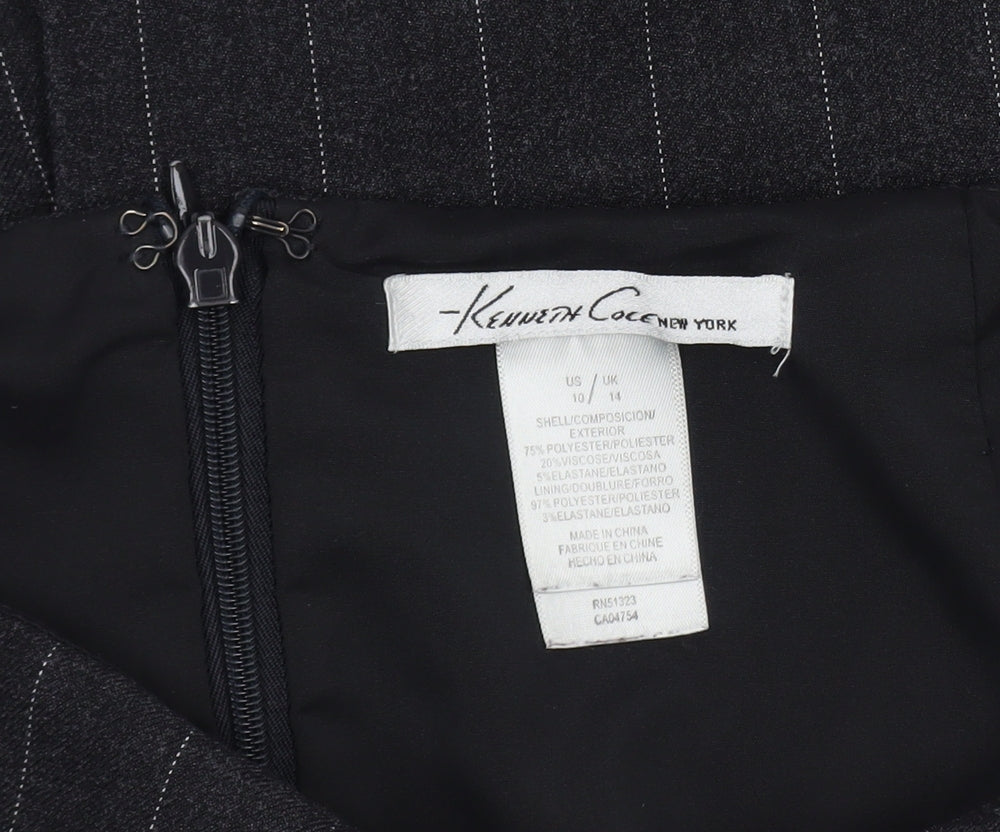 Kenneth Cole Women Black Pinstripe Pencil Skirt Size 14