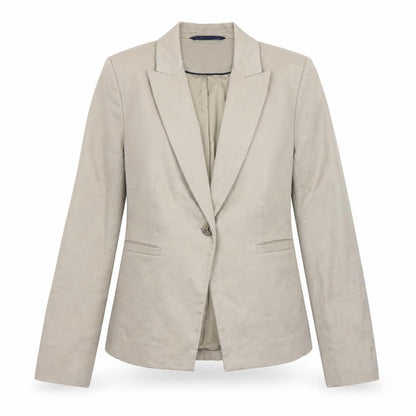 Boden Women Beige Cotton Blazer UK 10 Tailored Single-Breasted Jacket