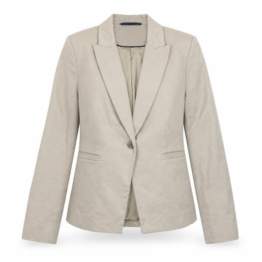 Boden Women Beige Cotton Blazer UK 10 Tailored Single-Breasted Jacket