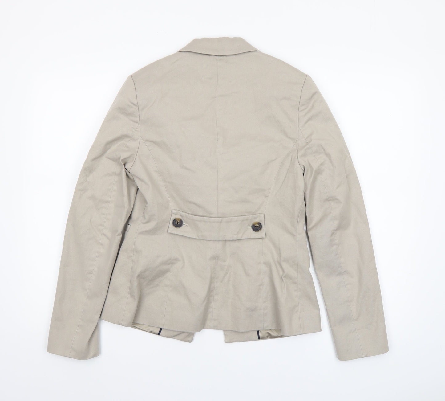 Boden Women Beige Cotton Blazer UK 10 Tailored Single-Breasted Jacket