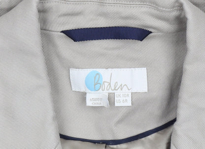 Boden Women Beige Cotton Blazer UK 10 Tailored Single-Breasted Jacket
