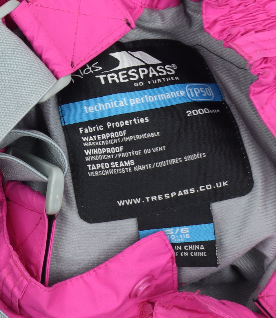 Trespass Girls Pink Waterproof Snow Pants 5-6 Years Winter TP50