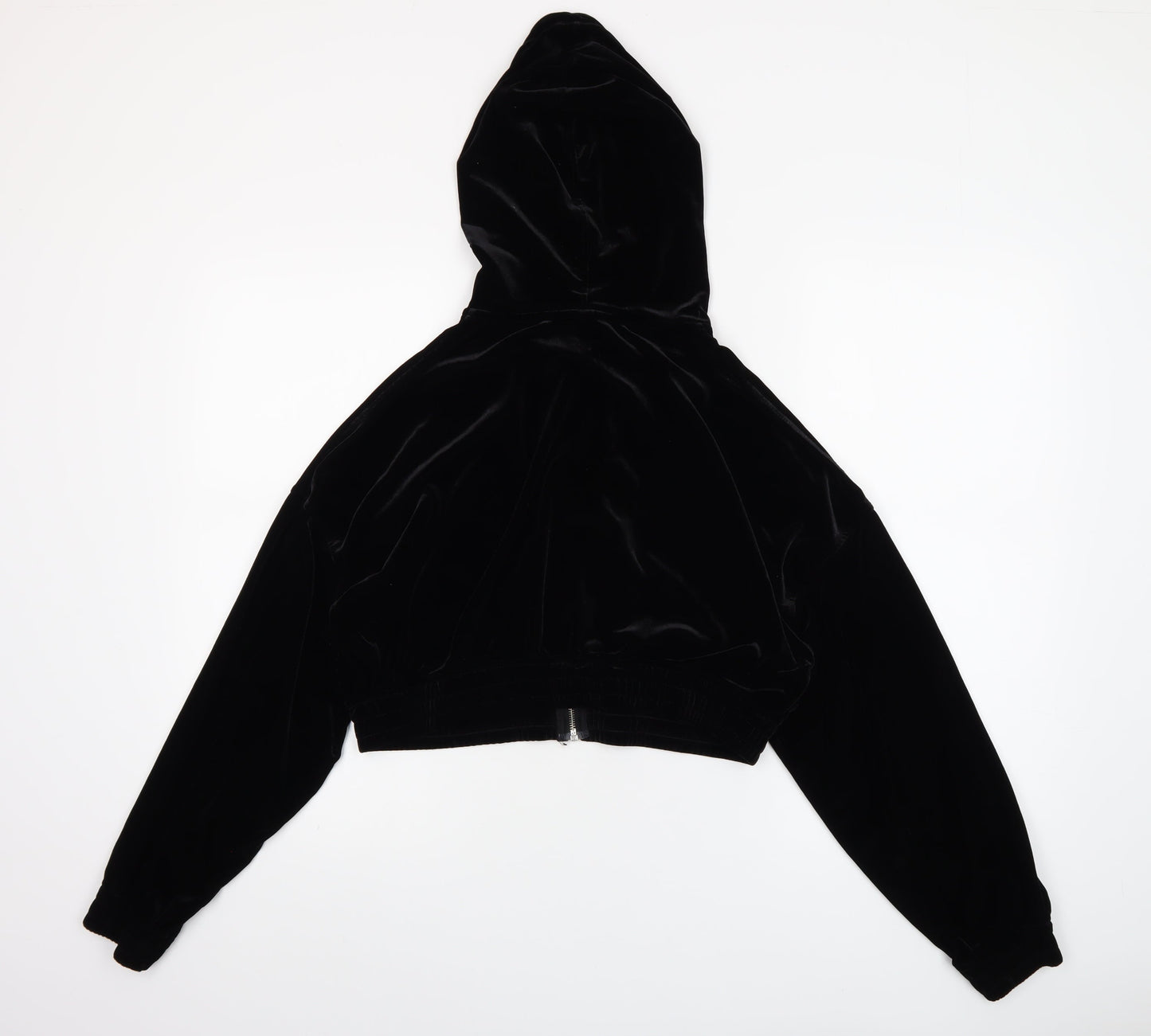 H&M Divided Women's Black Velvet Full Zip Hoodie Size 12