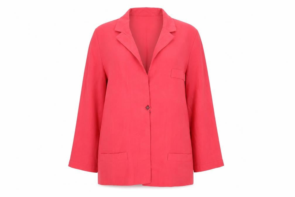 Jacques Vert Women's Red Linen-Look Blazer UK 12 Single-Breasted Jacket