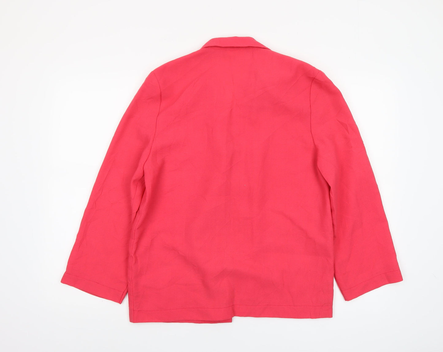 Jacques Vert Women's Red Linen-Look Blazer UK 12 Single-Breasted Jacket