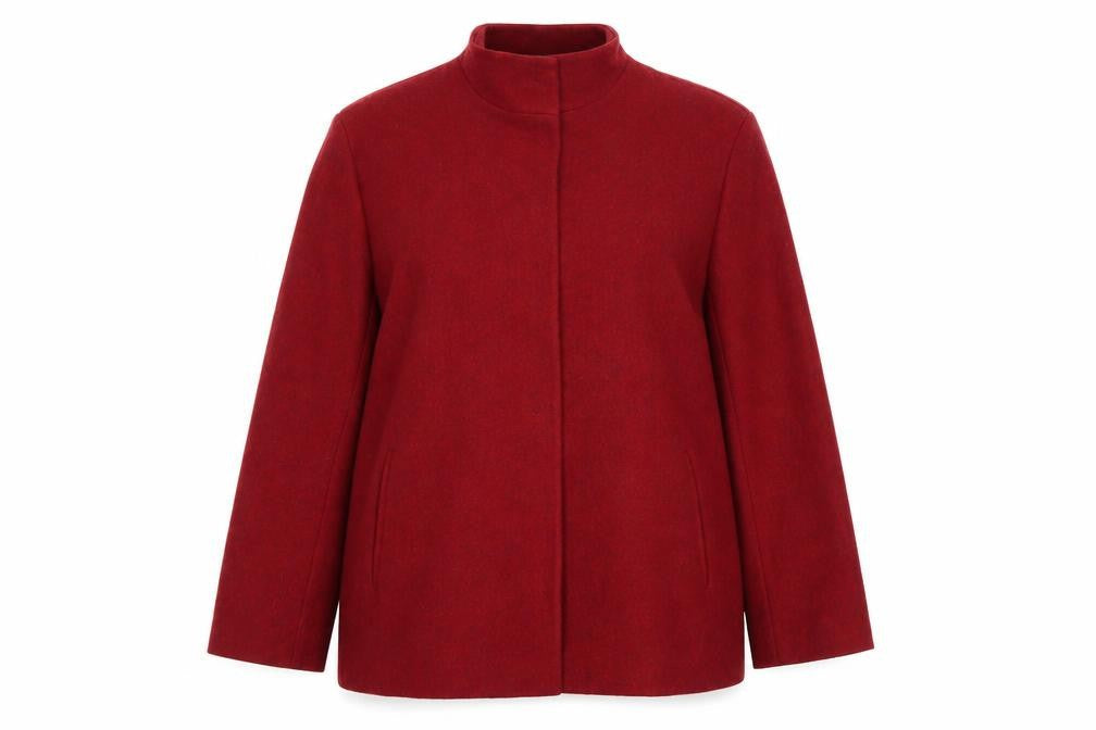 Marks & Spencer Womens Red Wool Blend Mid-Length Coat Size 14