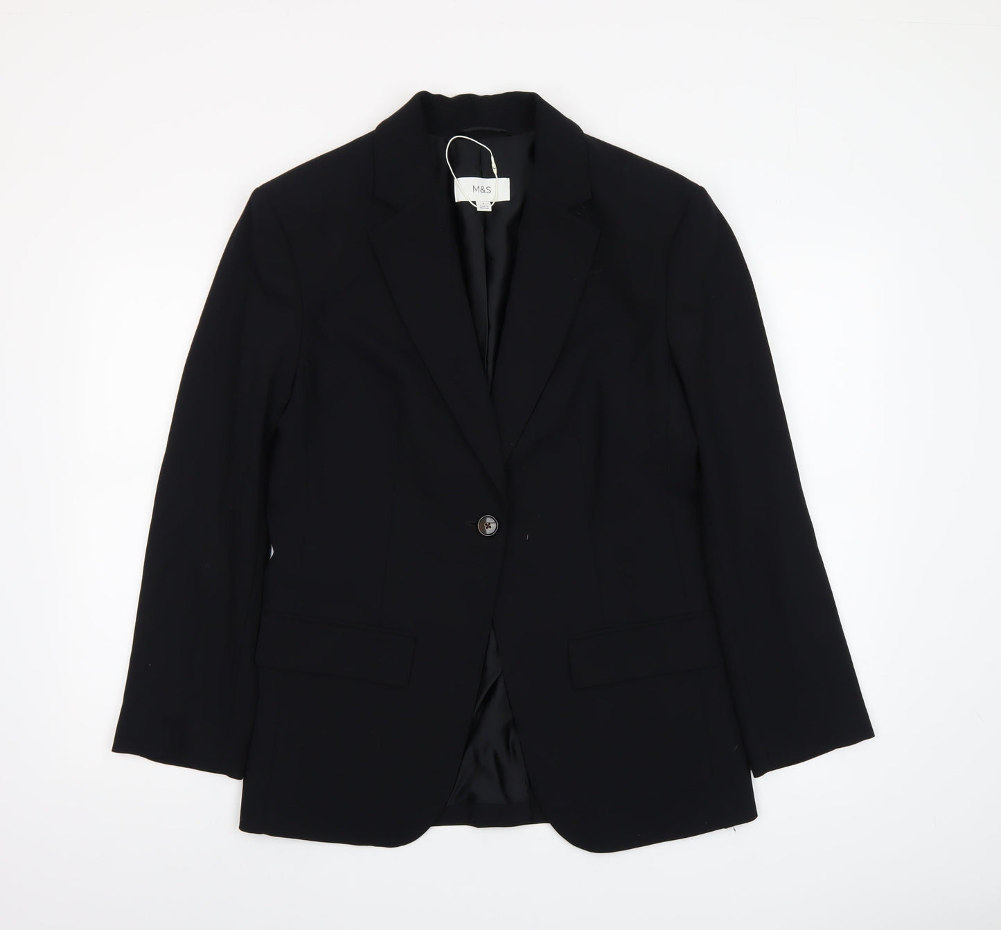 Marks and Spencer Women Black Size 8 Single-Breasted Blazer Jacket