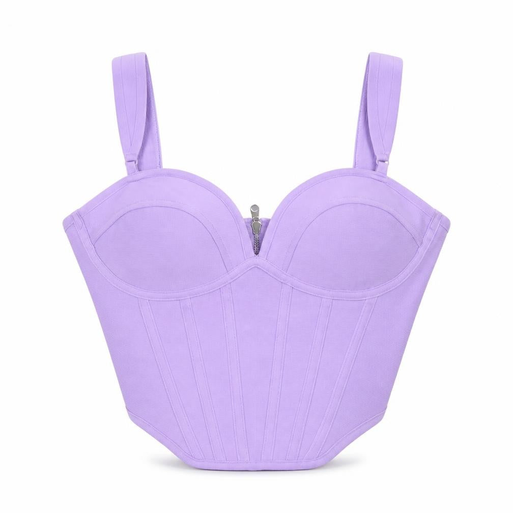 PRETTYLITTLETHING Women’s Purple Cropped Bustier Top Size 14