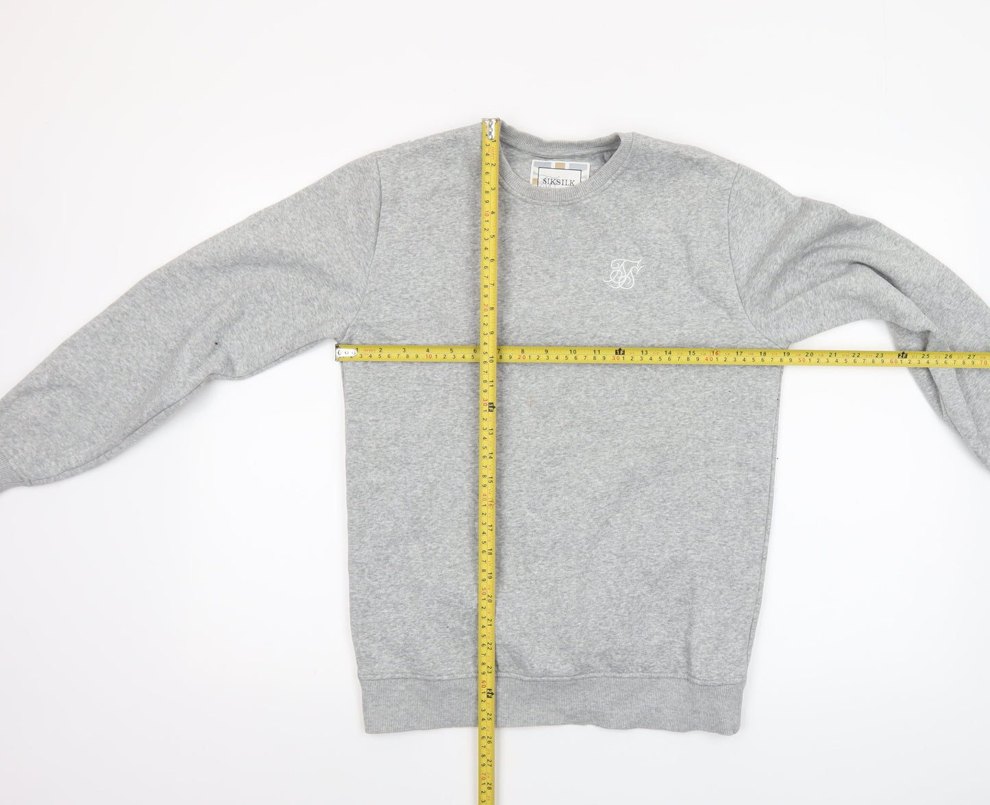 SikSilk Men’s Grey Crew Neck Pullover Sweatshirt XS