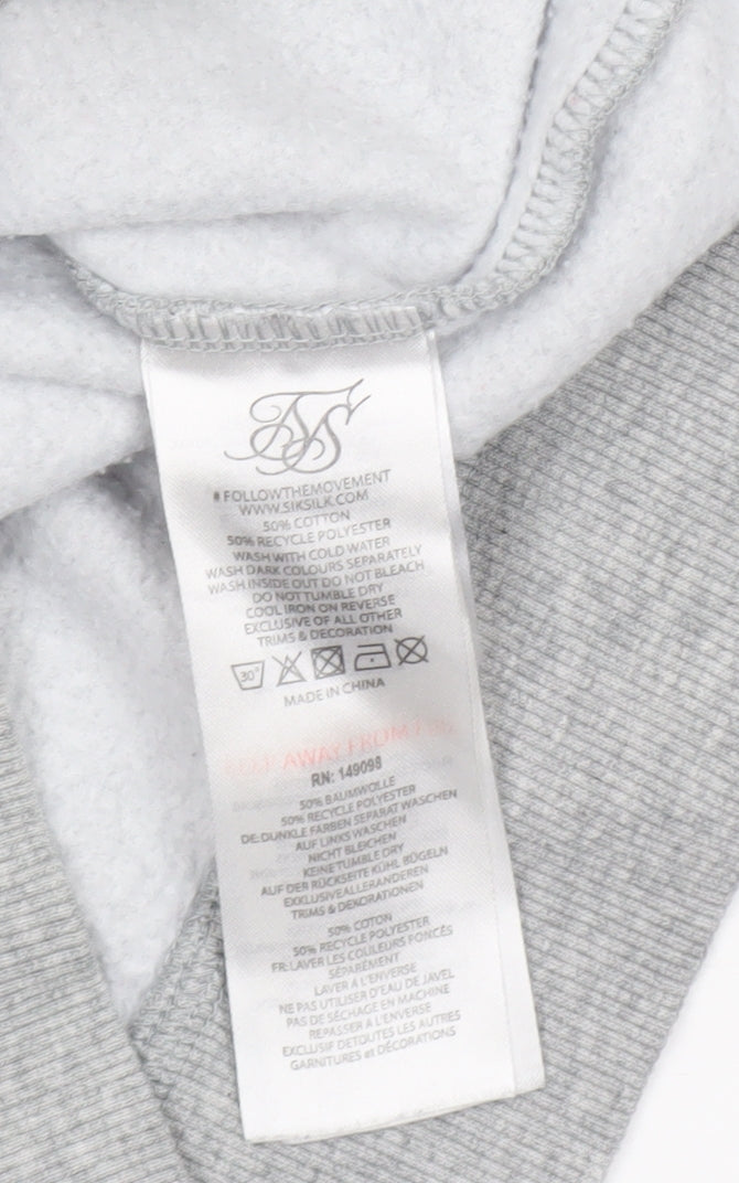 SikSilk Men’s Grey Crew Neck Pullover Sweatshirt XS