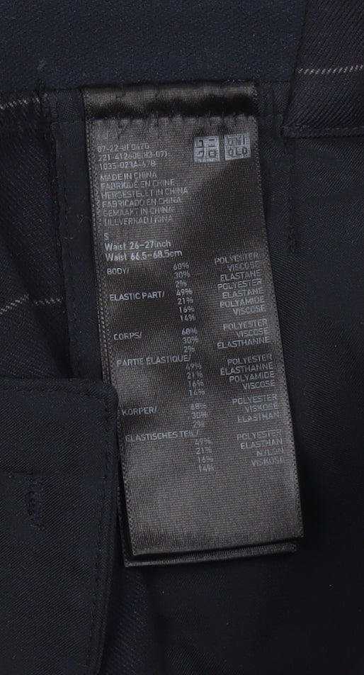 Uniqlo Women's Black Check Slim Tapered Work Trousers Size S