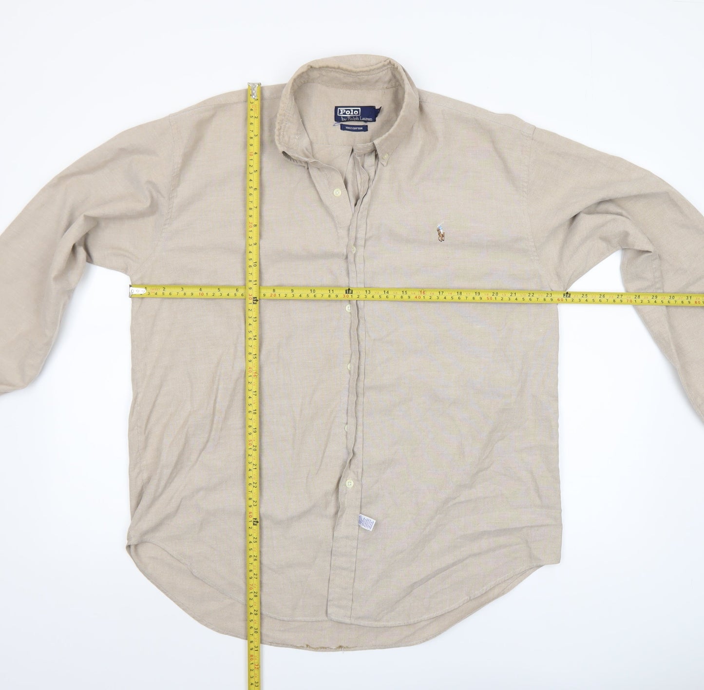 Polo Ralph Lauren Men's Beige Cotton Button-Up Shirt XL
