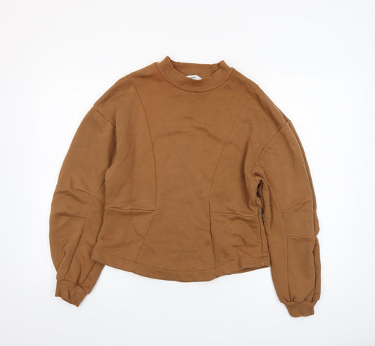ONLY Women Brown Long Sleeve Basic Crew Neck Top M
