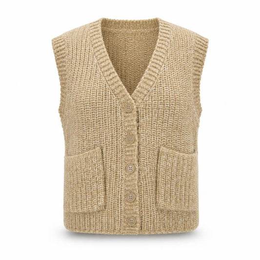 BDG Women's Beige Knit Sleeveless Cardigan Vest Size S