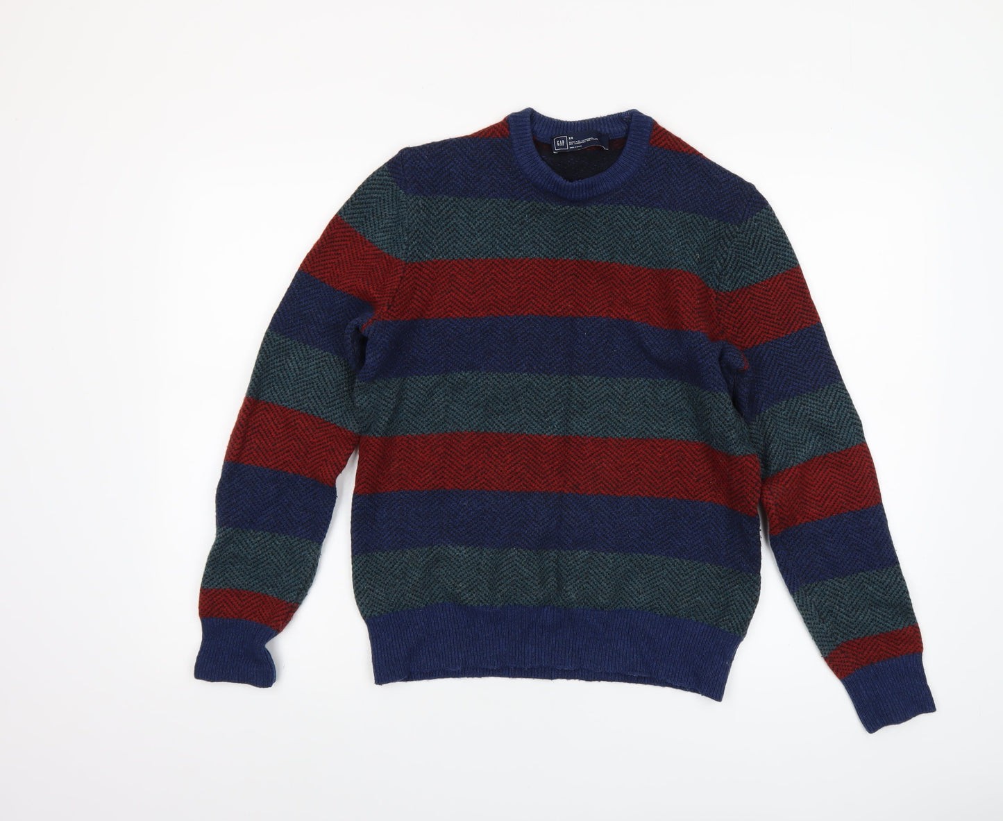 GAP Men's Multicoloured Striped Lambswool Jumper XS