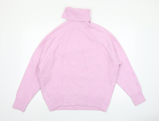 MNG Women's Pink Roll Neck Relaxed Knit Jumper Size M