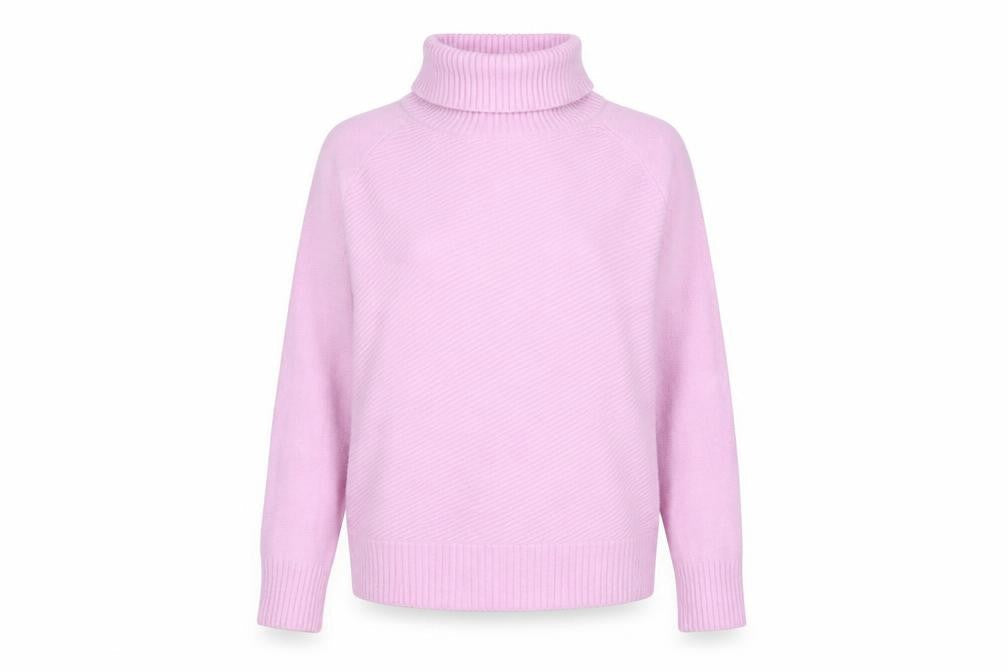 MNG Women's Pink Roll Neck Relaxed Knit Jumper Size M