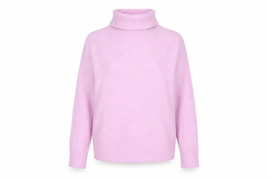 Mango Women's Pink Roll Neck Relaxed Knit Jumper Size M