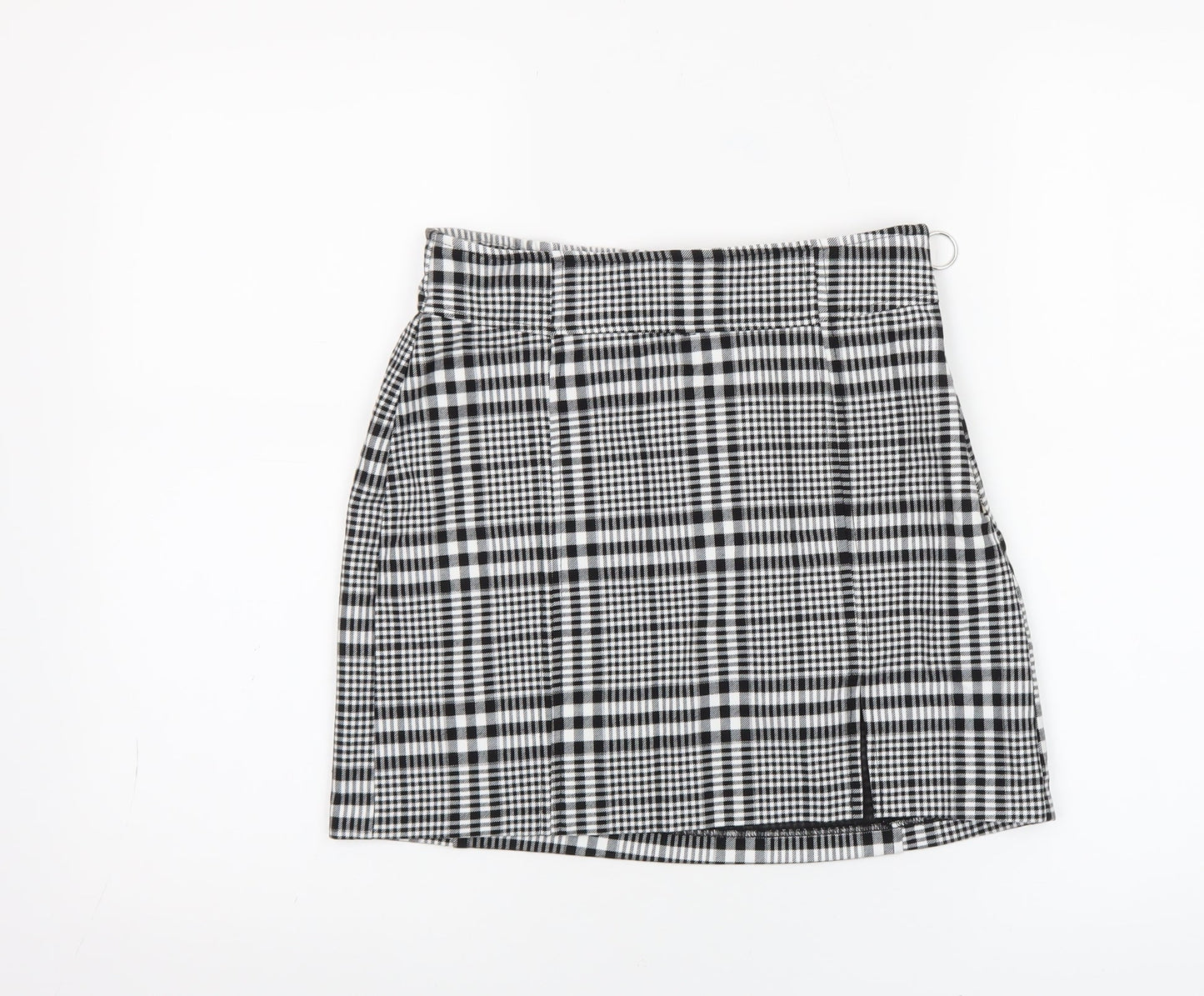 Bershka Women Black Check A-Line Short Skirt Size M