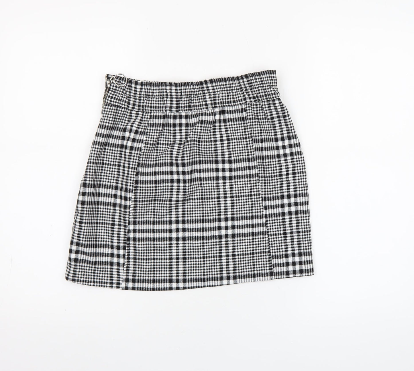 Bershka Women Black Check A-Line Short Skirt Size M
