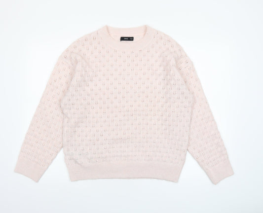 Mango Women’s Ivory Open-Knit Pullover Jumper Size L