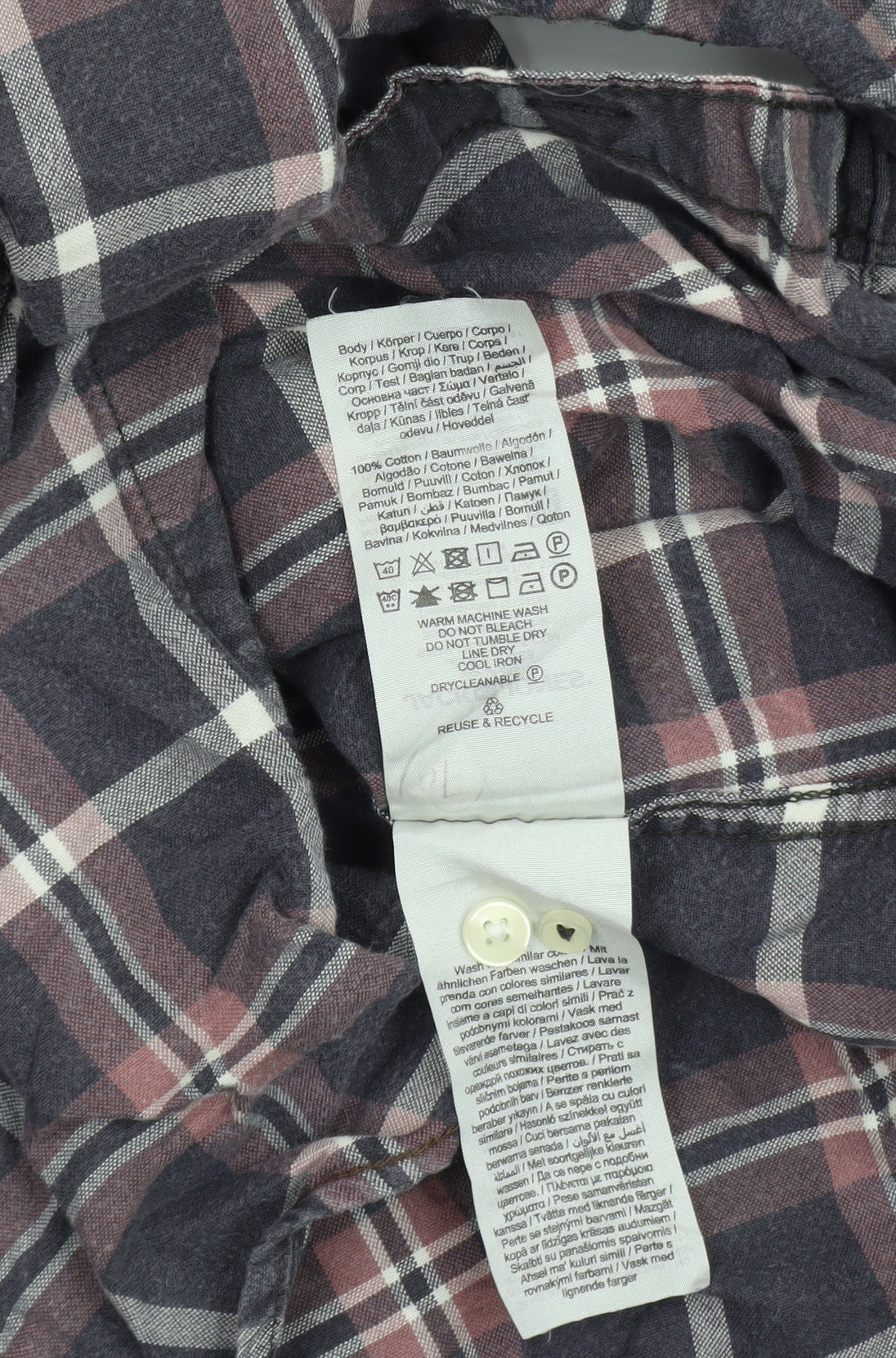 Jack & Jones Originals Men's Blue Checked Cotton Long Sleeve Shirt Large