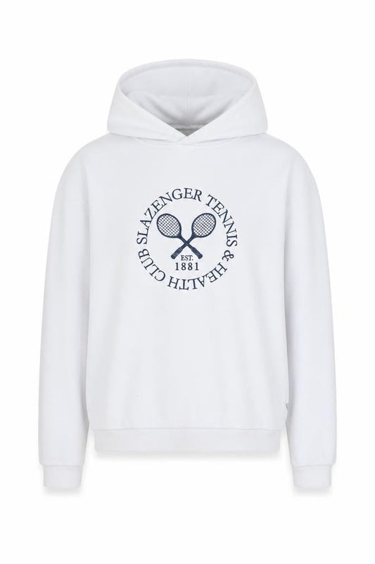 Slazenger Women's White Pullover Hoodie UK 8 Cotton Blend Tennis Print