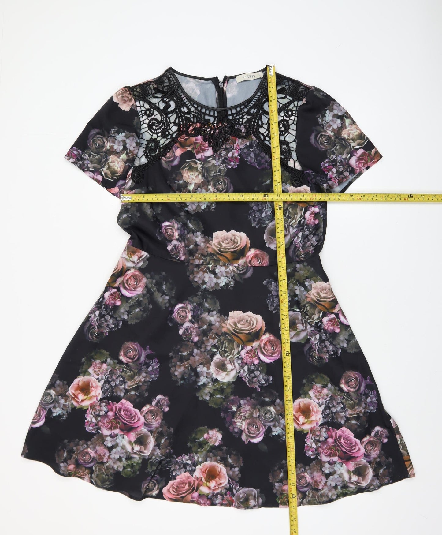 Oasis Women’s Multicoloured Floral Lace A-Line Dress Size 14