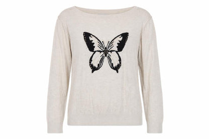 Wallis Women’s Beige Butterfly Embroidered Pullover Jumper L